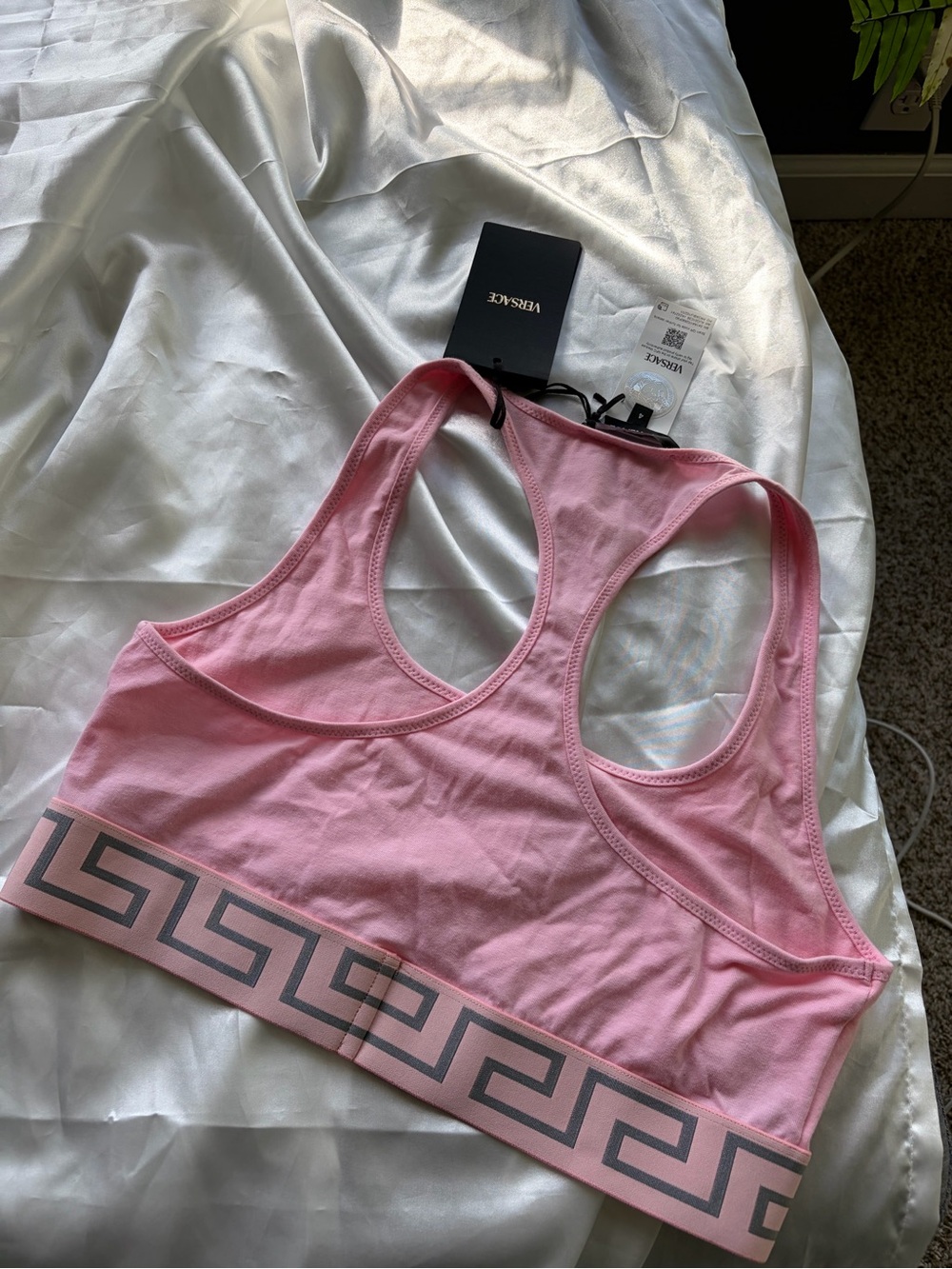Versace Light Pink Racerback Logo-Trim Sports Bra - Picture 3 of 3